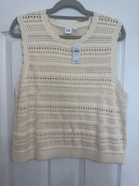 GAP Ivory Open-Knit Sleeveless Top